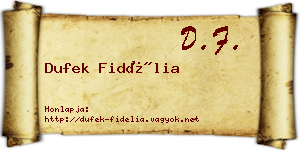 Dufek Fidélia névjegykártya